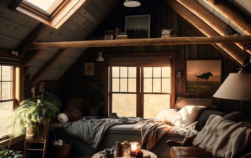 Пример спальни на чердаке