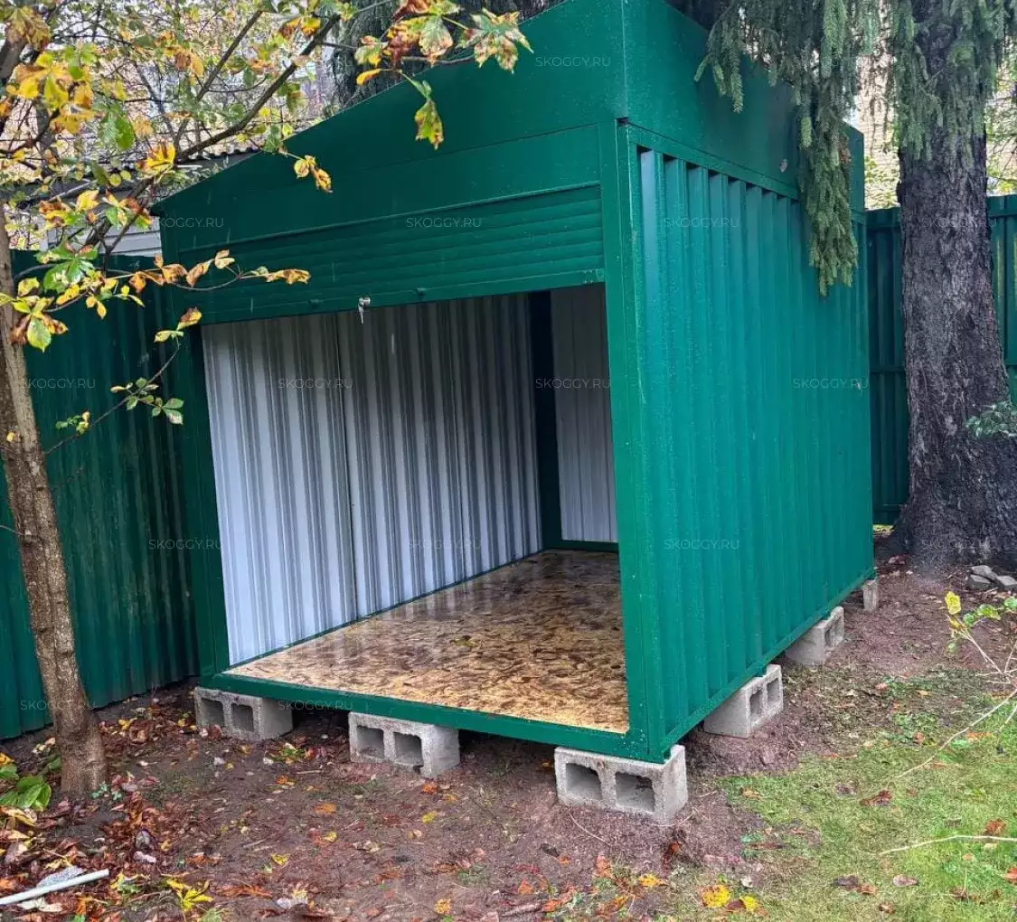 Хозблок с рольставнями для хранения вещей в зеленом цвете в мкрн. Первомайский, г. Королев, МО