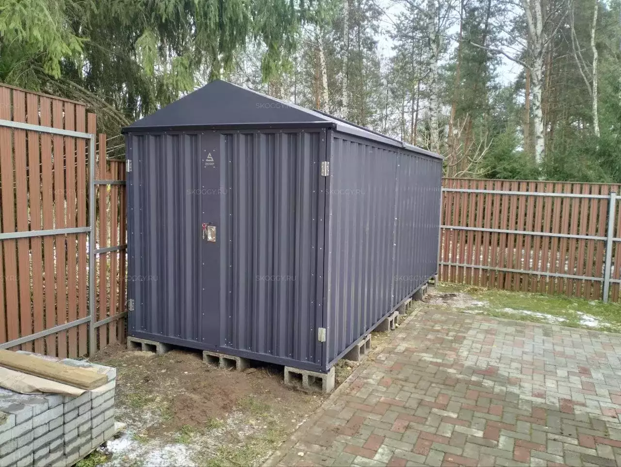 Гараж для квадроцикла и велосипедов в графитовом цвете в дер. Вахонино, Конаковский м.о, Тверская обл.