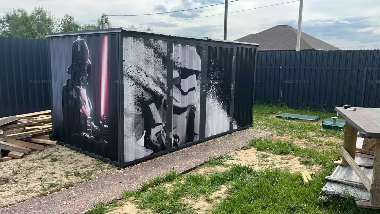Хозблок для хозяйственных вещей с изображением героев фильма "Звездные войны" в КП Дмитровские просторы, Дмитровский м.о, МО