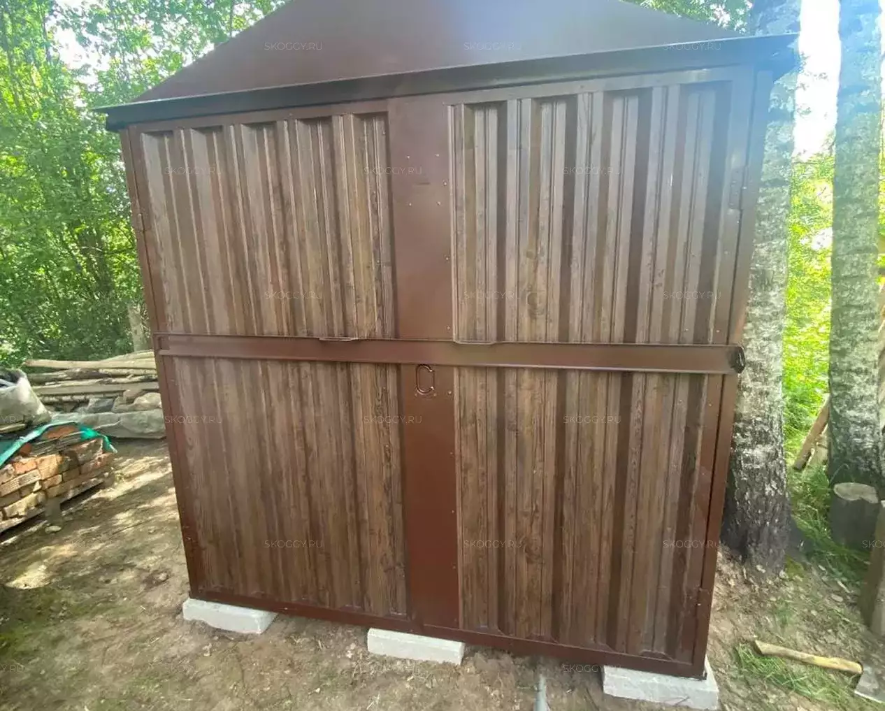 Компактный хозблок для хозяйственных принадлежностей в расцветке "под дерево" в с. Заворово, Раменский м.о, МО