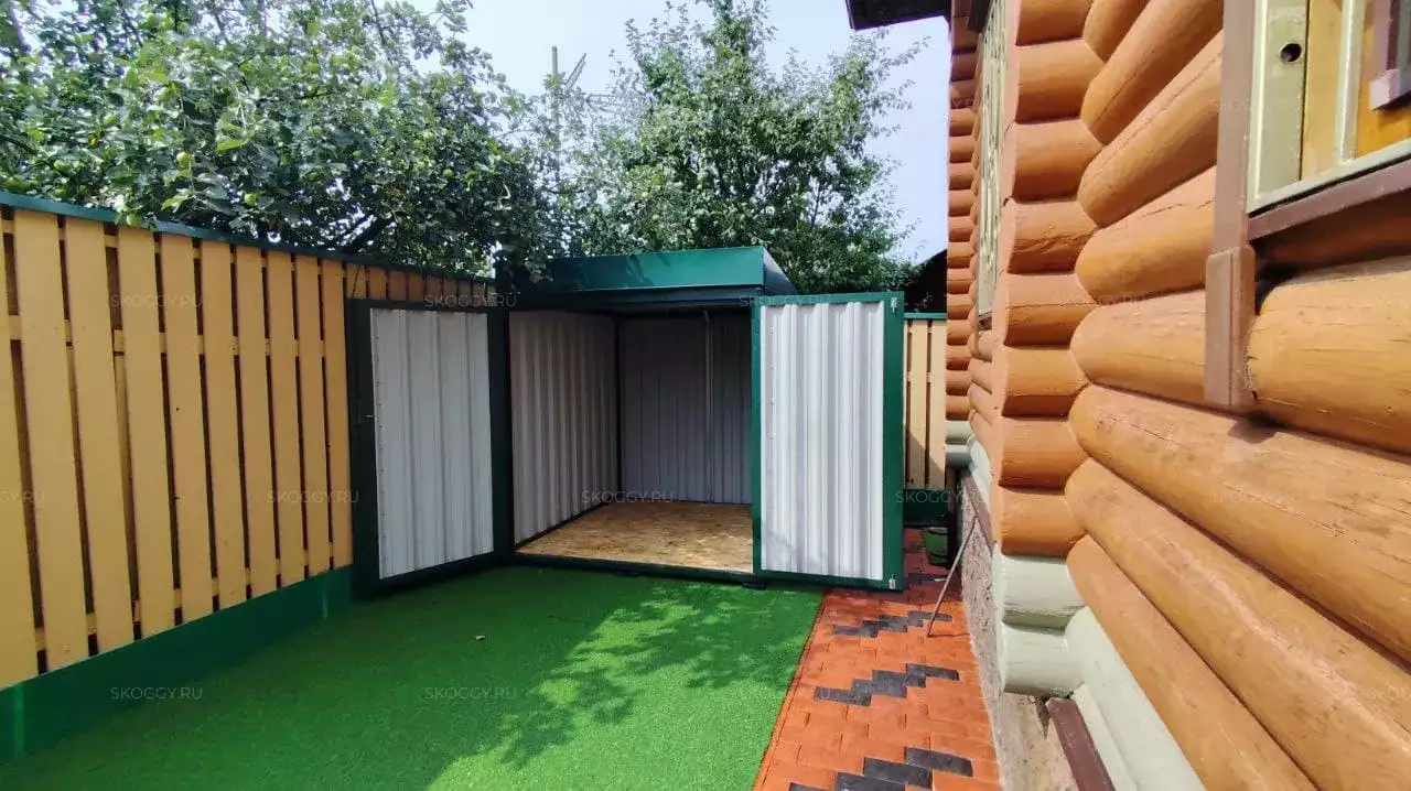 Два хозблока для садовой техники и инвентаря в двойной расцветке в дер. Лужки, Краснопахорский р-н, Троицкий адм.окр, г. Москва