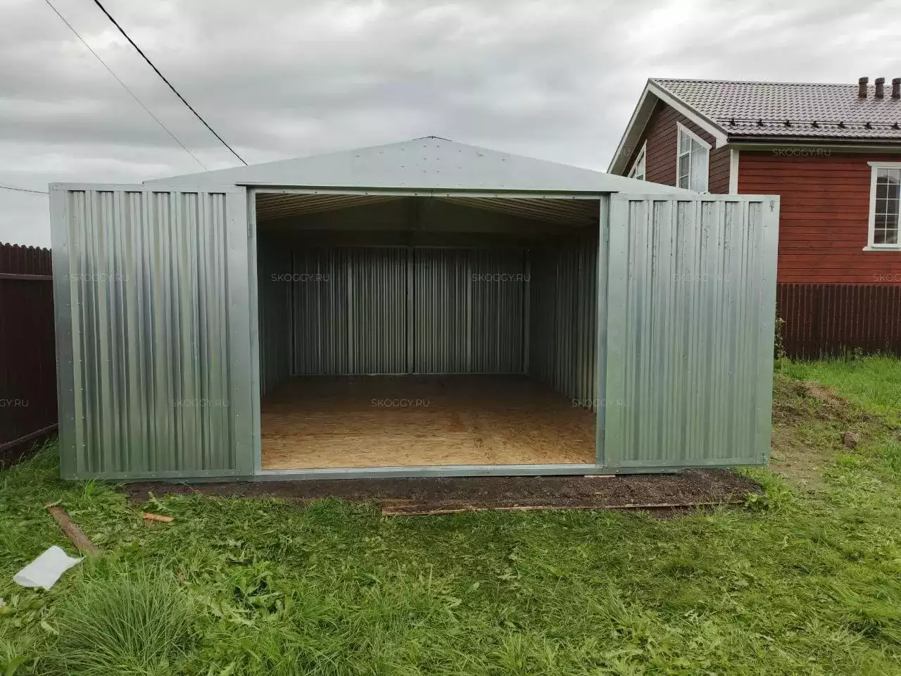 Гараж для автомобиля в цинковом цвете в дер. Елдино, Конаковский р-н, Тверская обл.