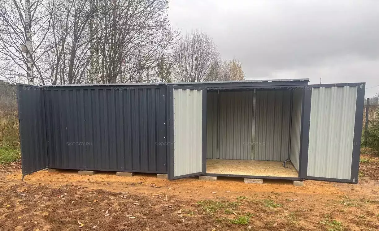 Хозблок для хранения лодок в графитовом цвете в дер. Кумордино, Калининский мун.окр, Тверская обл.