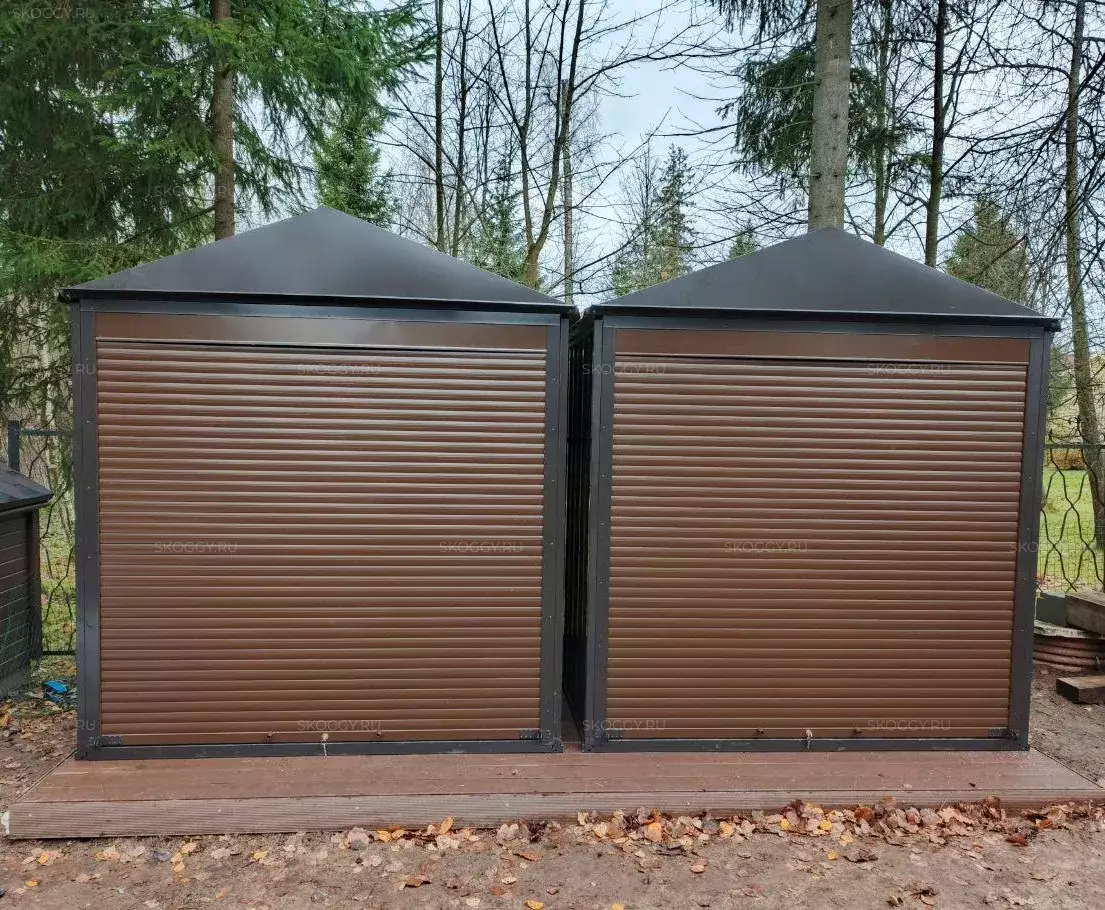 Два хозблока для садового инвентаря и хозяйственных вещей в серо-коричневом цвете в пгт. Андреевка, г.о. Солнечногорск, МО