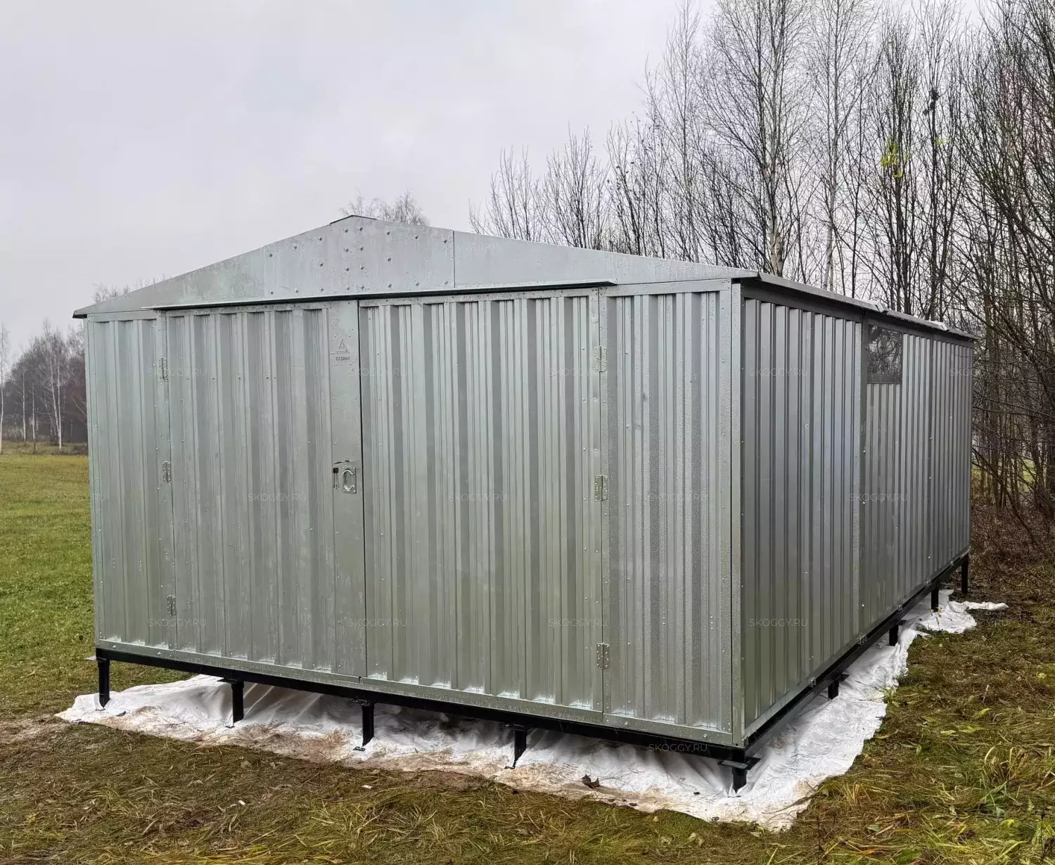 Хозблок для садового инвентаря и хозяйственных инструментов в цинковом цвете в дер. Печёры, Зубцовский р-н, Тверская обл.