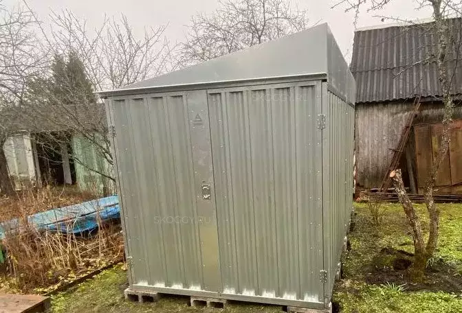 Хозблок для садовой техники и инвентаря в цинковом цвете в дер. Языково, Дмитровский мун.окр, МО