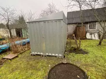 Хозблок для садовой техники и инвентаря в цинковом цвете в дер. Языково, Дмитровский мун.окр, МО