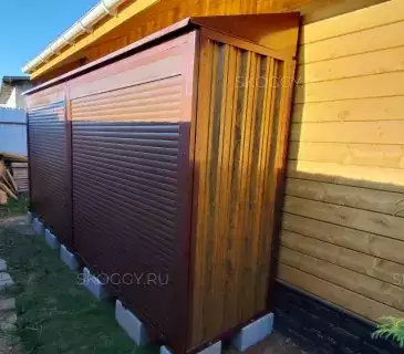 Две дровницы для хранения вещей в расцветке "под дерево" в дер. Сокольниково, г.о. Домодедово, МО