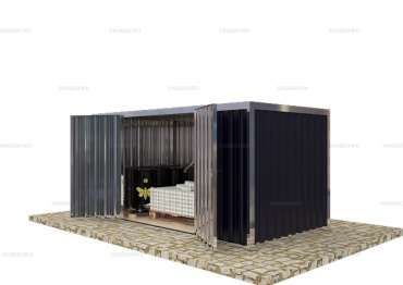 Блок-контейнер сборно-разборный для Хранения с Плоской Крышей и Боковой дверью Стандартный SKOGGY 4м