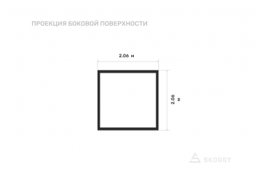 Хозблок разборный стандартный 2 м с плоской крышей и торцевой дверью вид сбоку
