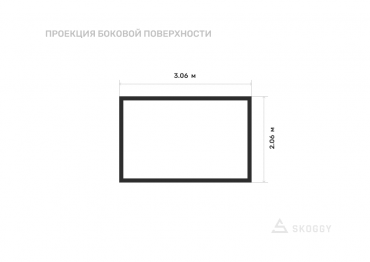 Летний хозблок стандартный 3 м с плоской крышей и торцевой дверью вид сбоку