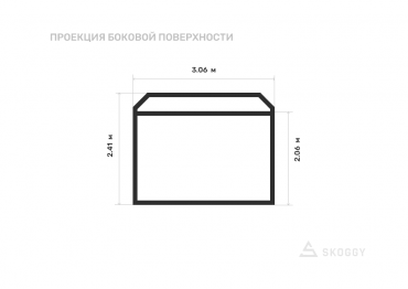 Мини хозблок стандартный 3 м с односкатной крышей и торцевой дверью вид сбоку