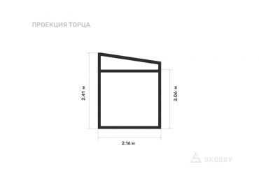 Хозблок разборный стандартный 3 м с односкатной крышей и торцевой дверью вид с торца