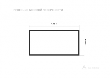 Металлический хозблок стандартный 4 м с плоской крышей и боковой дверью вид сбоку