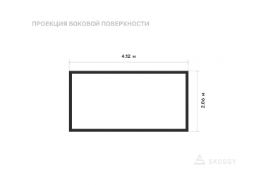 Хозблок стандартный 4 м с плоской крышей и боковыми воротами вид сбок