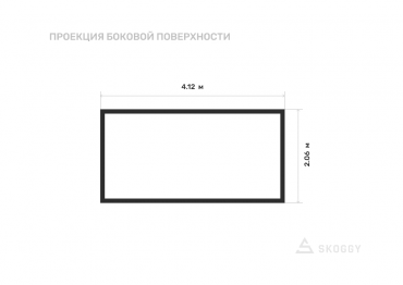 Хозблок металлический стандартный 4 м с плоской крышей и торцевой дверью вид сбоку