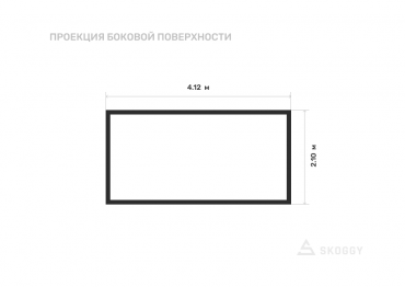 Металлический усиленный хозблок 4 м с плоской крышей и торцевой дверью вид сбоку
