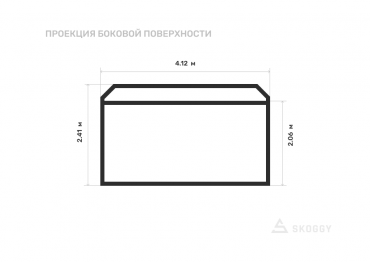 Хозблок разборный стандартный 4 м с односкатной крышей и торцевой дверью вид сбоку