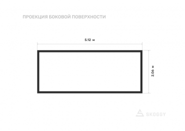 Летний хозблок стандартный 5 м с плоской крышей и торцевой дверью вид сбоку