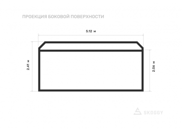 Металлический стандартный хозблок 5 м с односкатной крышей и торцевой дверью вид сбоку