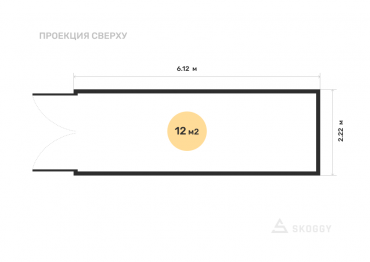 Блок контейнер усиленный 6 м с плоской крышей и торцевой дверью вид сверху