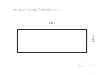 Блок контейнер металлический стандартный 6 м с плоской крышей и торцевой дверью вид сбоку