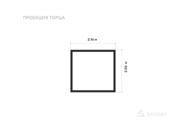 Блок контейнер металлический стандартный 6 м с плоской крышей и торцевой дверью вид с торца