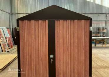 Блок контейнер 5м СКОГГИ для выставки "Малоэтажная страна" с принтом "Wooden"