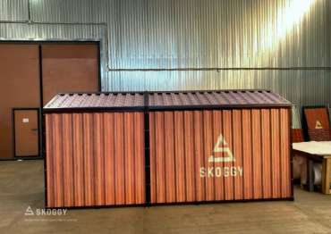Блок контейнер 5м для выставки "Малоэтажная страна" с принтом "Wooden"