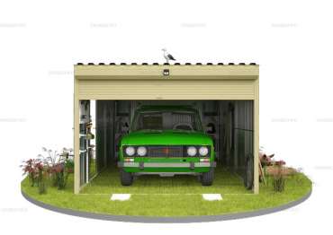 Хозблок оцинкованный для Автомобиля с Односкатной Крышей и Роллетой Стандартный SKOGGY 5,9м Standard