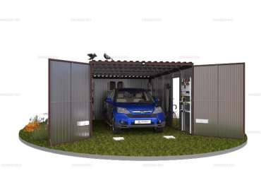 Контейнер для Автомобиля с Односкатной Крышей и Воротами SKOGGY 5,9м Standard