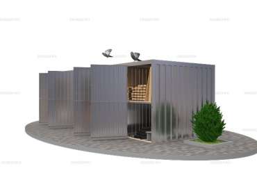 Склад металлический с Плоской Крышей, Шестью Дверями и Полками 6м Max SKOGGY