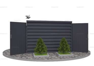 Блок контейнер для Хранения с Плоской Крышей, Воротами и Двумя дверьми 3м Mini SKOGGY