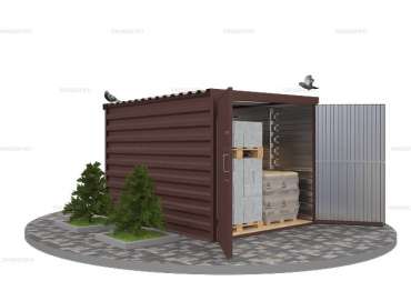 Хозблок для дачи с Плоской Крышей, Воротами и Двумя дверьми 3м Mini SKOGGY