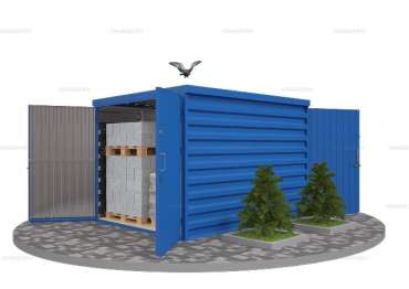 Хозблок для Хранения с Плоской Крышей, Воротами и Двумя дверьми 3м Mini SKOGGY