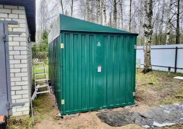 Стильный хозблок для хранения садового инвентаря в зеленом цвете в дер. Глазово, Тверская область  Стильный хозблок для хранения садового инвентаря в зеленом цвете в дер. Глазово, Тверская область