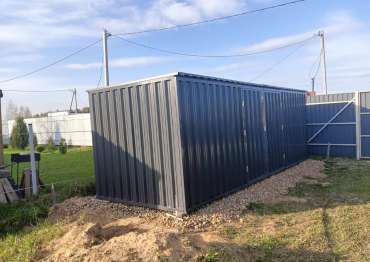 Надежный контейнер для хранения садовой техники в графитовом цвете в дер. Дерново, Можаский р-н, МО Надежный контейнер для хранения садовой техники в графитовом цвете в дер. Дерново, Можаский р-н, МО