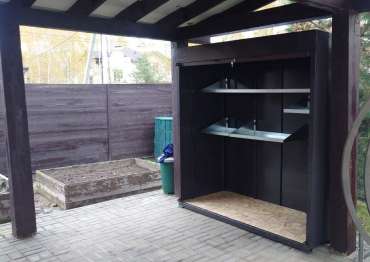 Роллетный шкаф в серо-коричневом цвете в пос. Пестово, г.о. Мытищи, МО