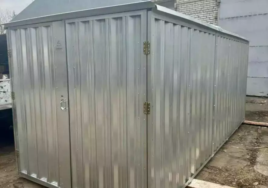 Современный контейнер для хранения с двускатной крышей в цинковом цвете на территорию аэродрома, г. Жуковский, МО
