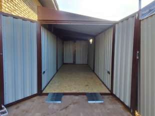 Уличный шкаф + хозблок для мототехники, садовой техники и инвентаря в шоколадном цвете в дер. Кривошеино, Новомосковский адм.окр, МО