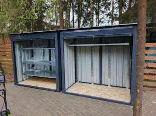 Два шкафа для садовой техники и инвентаря в графитовом цвете в дер. Капустино, Раменский р-н, МО