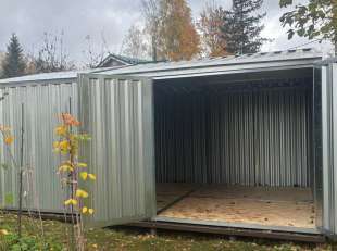 Широкий хозблок для садовой техники в цинковом цвете в дер. Тарасково, Наро-Фоминский р-н, МО