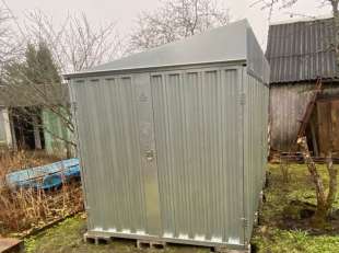 Хозблок для садовой техники и инвентаря в цинковом цвете в дер. Языково, Дмитровский мун.окр, МО